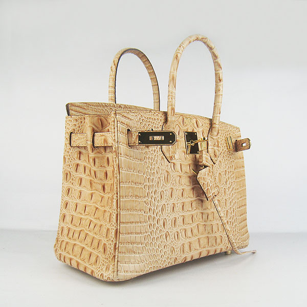 Replica Hermes Birkin 30CM Crocodile Head Veins Bag Earth Yellow 6088 On Sale - Click Image to Close